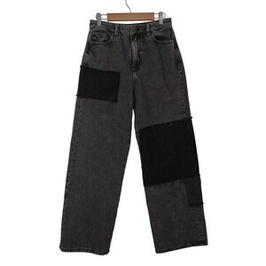 Garage Womens Gray Cotton Wide Leg Jeans 27x28 Patchwork Street Grunge Y2K